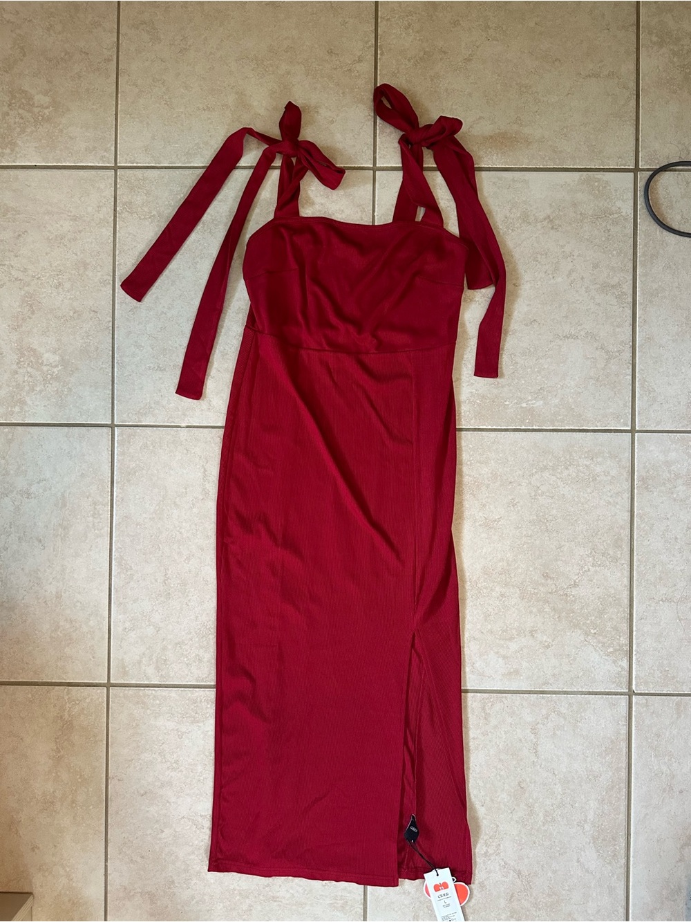 Cider Red Tie-Shoulder Midi Dress